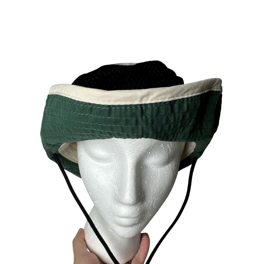 Shade Shack Just Hook Em Boonie Fishing Hat Green Tan Mesh Wide Brim One Size